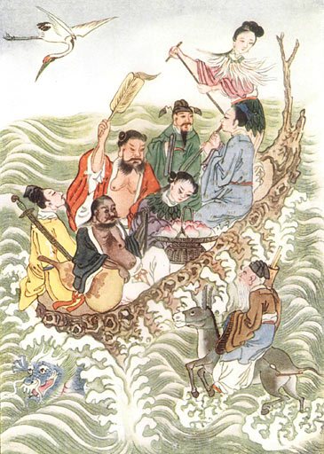 The Eight Immortals crossing the sea, Chinese painting