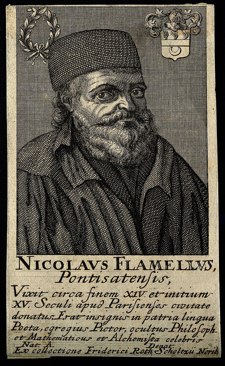 Nicolas Flamel, line engraving