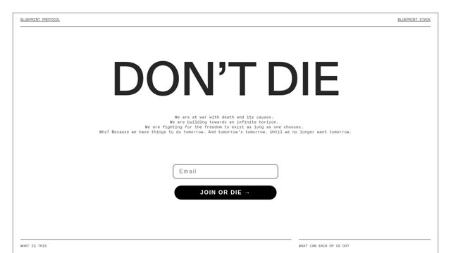 Screenshot of Bryan Johnson: Blueprint and Don’t Die