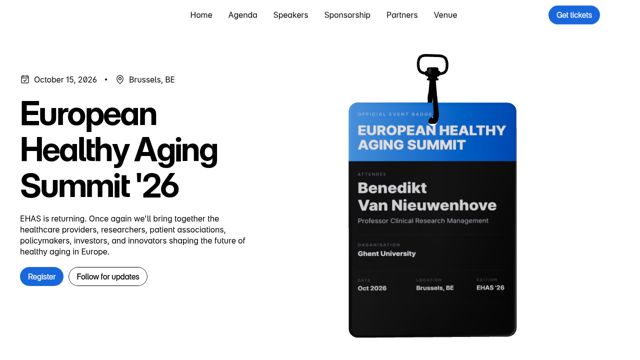 Screenshot of European Healthy Aging Summit