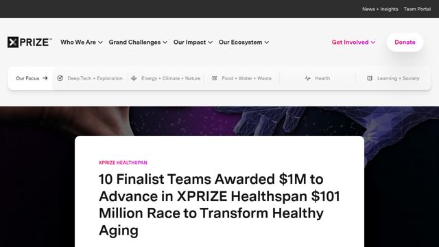 Screenshot of XPRIZE Healthspan