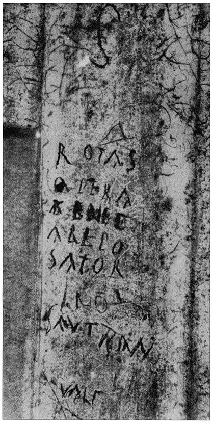 Sator square scratched on a wall in Pompeii, before AD 79