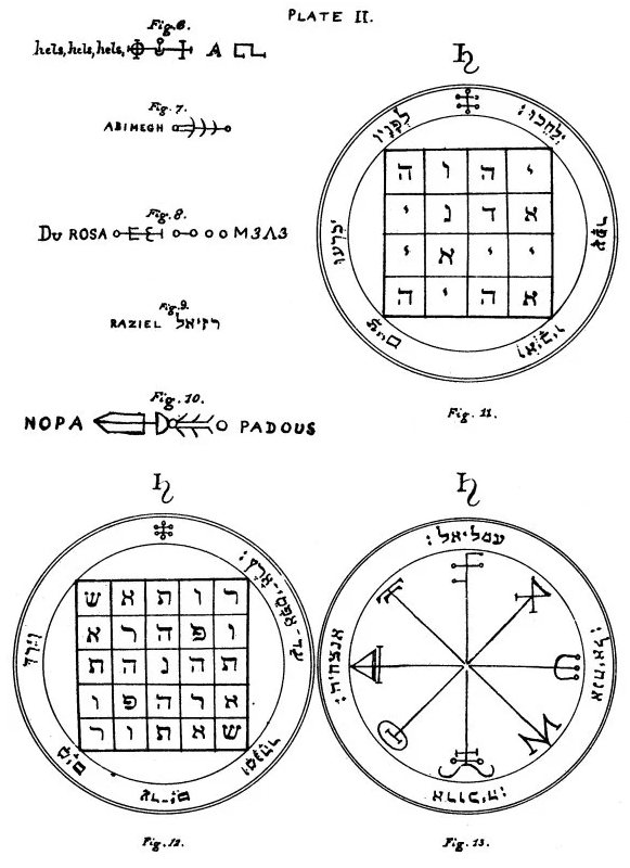 Pentacles of Saturn, plate from The Key of Solomon the King, 1888