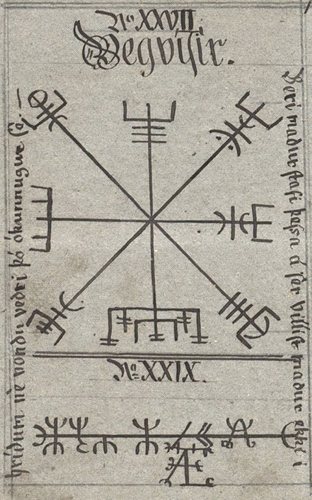 Vegvisir stave from the Icelandic Huld manuscript, 19th century